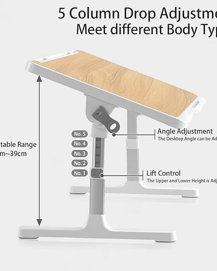 Laptop Desk for Bed, Adjustable Beds Table with USB Charge Port, Foldable Laptop Table with Storage Drawer, Portable Laptop Bed Desk Tray for Eating Working Writing Reading (Yellow)