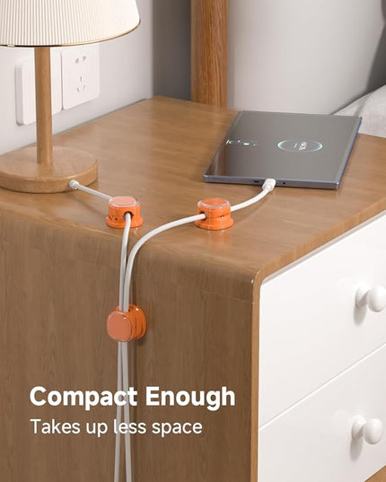 Magnetic Cable Clips, Adjustable Cord Holder Management, Adhesive Wire Keeper Organizer for Home Office Desk Phone PC Car Wall Desktop Nightstand Appliance (9-PCS Orange)
