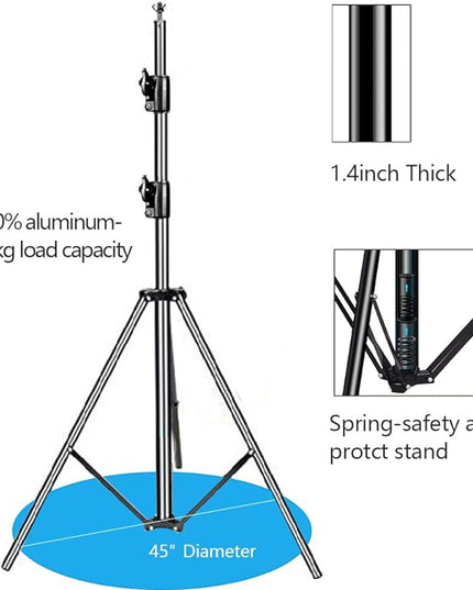12ft x 10ft Photo Video Studio Heavy Duty Adjustable Photography Muslin Backdrop Stand Background Support System Kit with Carry Bag 4 Spring Clamps