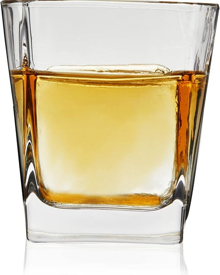 TRUE Square Rocks Glass, Old Fashioned Whiskey Glasses, Superb Drinking Cups for Cocktail Party, Home Bar, Bartender Accessories, Set of 4, 10 oz