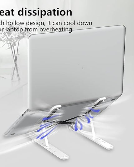 Laptop Stand for Desk, Adjustable Laptop Riser Foldable Portable Laptop Holder, Ventilated Cooling Notebook Stand for 10-15.6” Laptop,Tablet-White