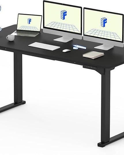 FLEXISPOT 4 Legs Standing Desk 63 x 28 Inch Electric Adjustable Height with Splice Board Home Office Sit Stand Up Desk, Black Top + Black Frame