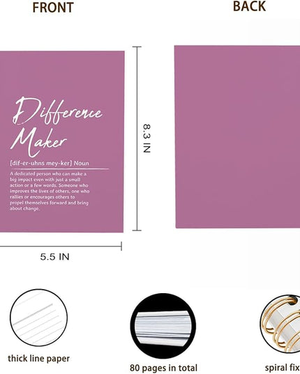 OXW Purple Notebooks for Work, Difference Maker Gift Meeting Notebook Journal for Writing, Employee Appreciation Gifts, Thank You Gifts for Women Men Leader Mentor Boss Manager, 5.5"x8.3"