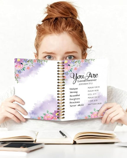 You are Loved Forever Spiral Notebook, Floral Christian Notebook, Church Prayer Journal, Inspirational Bible Verse Writing Gifts for Women Men Friends Teachers Sister BFF