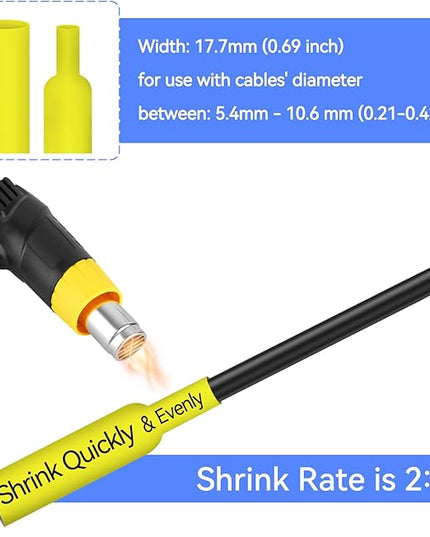 4 Pack Compatible for Heat Shrink Tube HSe-641 HSe641 HS641 HSe HS-641 0.69'' 17.7mm P-Touch Black on Yellow Heat Shrink Tape for PT Printer PT-300 PT-H500 PT-E500 PT-E550W PT-D600 PT-P710BT PT-P750W