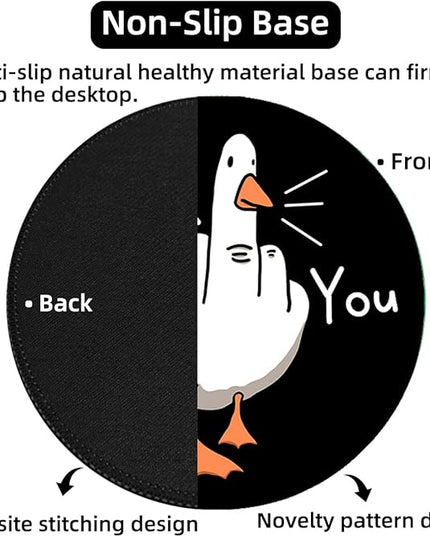 Funny Duck Small Mouse Pad, Cute Mousepad with Non-Slip Rubber Base, Round Mouse Pads for Desk Accessories Laptop Gaming Office Supplies Decor(8.6 x 8.6 Inch)