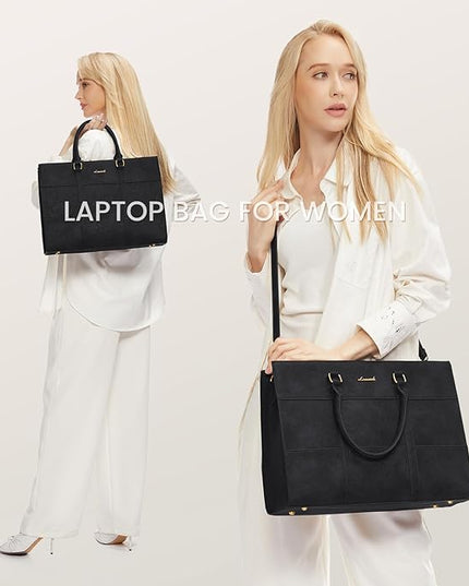LOVEVOOK Laptop Bag for Women 15.6 Inch Laptop Tote Bag Vintage Leather Work Bags for Women Professional Computer bag