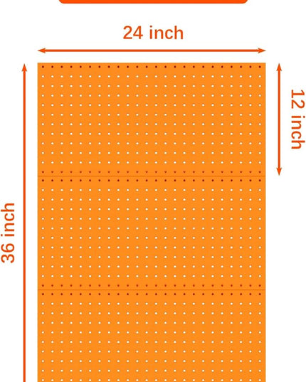 TORACK 3 PCS Metal Pegboard Panels(12x24 inch) for Wall Garage Tools Storage Pegboard for Workbench, Modular Peg Board Tool Organizer Board Kit(Pack of 3, Orange)