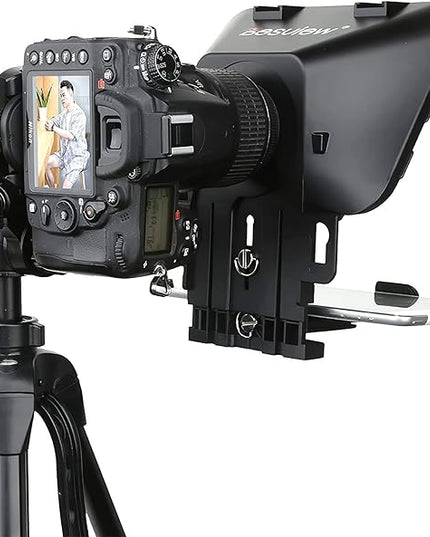 Desview T3 Teleprompter Teleprompter with Remote Control Work with iPad/Tablet/Smartphone up to 10 inch High Display Mirror Support Wide Angle Lens Great Partner for Live Streaming