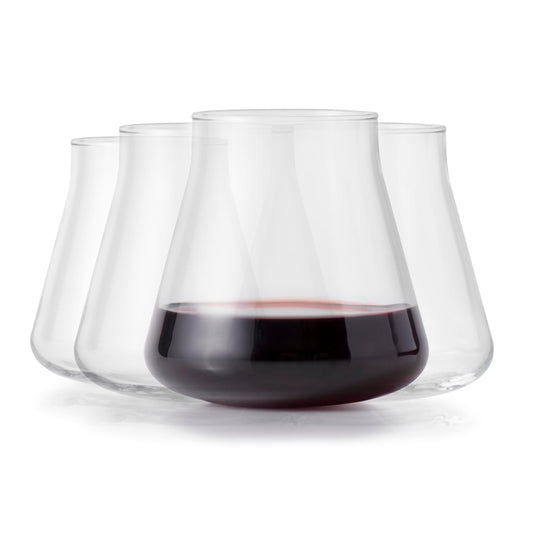 Libbey Magnitude Stemless Wine Glasses Set of 4, Tulip Shaped 12 Oz Stemless Wine Glasses, Modern Stemless Glass Tulip Bowl for Wine, Cocktails