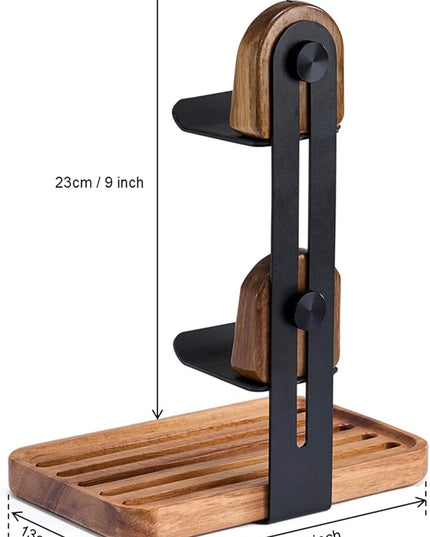 Game Controller Wood Holder, 2 Tier Adjustable Game Controller Stand for PS/Xbox/Switch/Nintendo,Game Controller Organizer,Accessories Managment,Wood,Matte Black