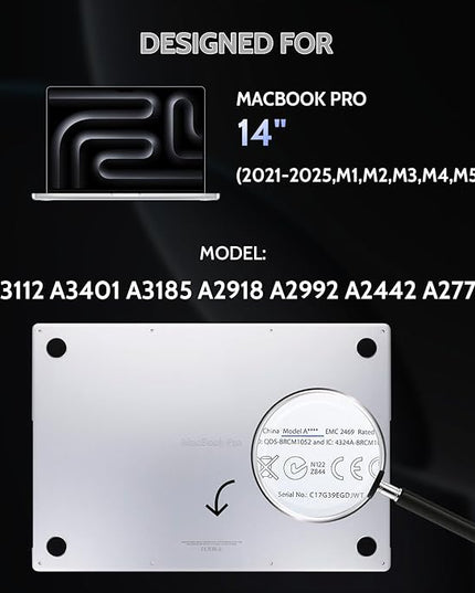 Peslv 360° 4 Way Privacy Screen for MacBook Pro 14 Inch (2021-2025, M1, M2, M3, M4, M5), Anti Glare Blue Light Spy Filter Private Cover, Bubble-Free Black Security Protector for Mac Laptop