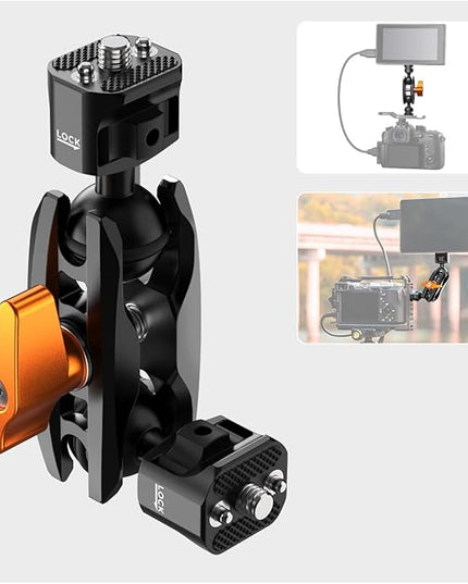 K&F CONCEPT Dual Ball Heads Magic Arm, Articulating Magic Arm with 1/4"-20 Screw, 360° swivelling Ball Head, Aluminum Alloy Camera Monitor Mount Arm