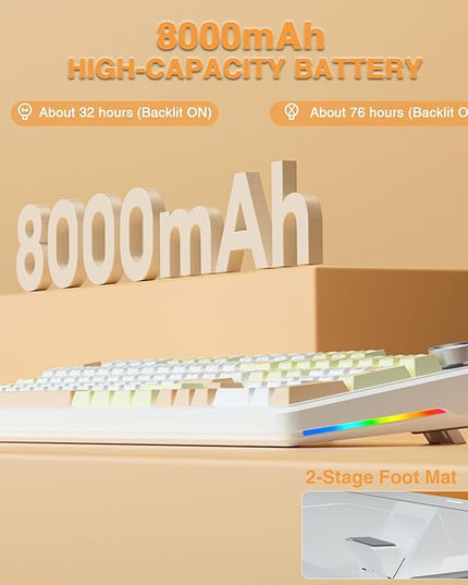 AULA F108 PRO - Wireless Mechanical Keyboard with Screen&Knob,Hot Swappable Gaming Keyboard with 8000mAh Battery,Pre-lubed Switches,RGB Backlit,PBT Keycaps Creamy Sounding Computer Keyboards,104 Keys