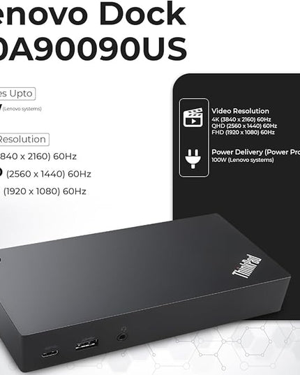 40A90090US Dock Dual Monitor Bundle with 90W AC Adapter + Microfiber Cloth (Renewed)