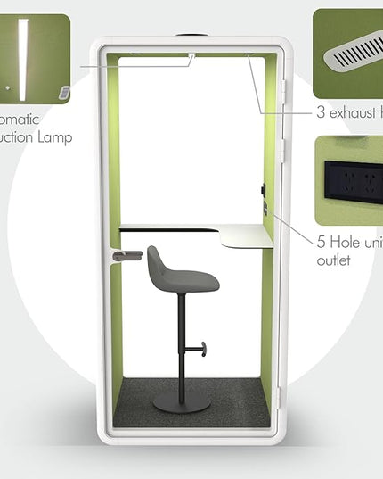 Quiet Meeting Pod with Acoustic Panels, Office Soundproof Room with Furniture, Portable Removable Working Booth for Private Phone Calling, Study, Individual Seater Personal Office H92in W43in D40in