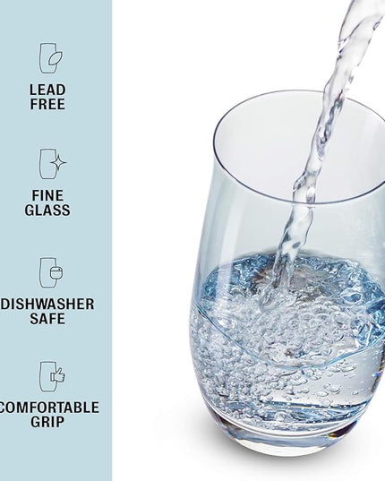 BENETI Premium Glass Cups, Highball Drinking Glasses Set of 6 | Made in Europe Water and Juice Kitchen Glassware | Colored Glasses Set, Perfect for Party's and Gifts for Men and Women of All Ages