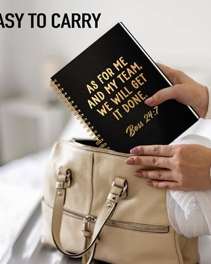 Msticey As For Me And My Team We Will Get It Done 160 Blank Pages Gold Foil Hardcover Spiral Notebook, Appreciation Gifts for Women Manager Supervisor Leader Coworker Colleague, Funny Boss Day Gifts