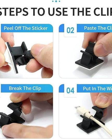 Viaky 30 Pcs Black Clips Self Adhesive Backed Nylon Wire Adjustable Cable Clips Adhesive Cable Management Drop Wire Holder