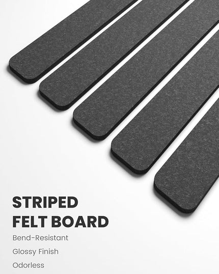 Fluxynara Cork Board Alternative Felt Strip Board 5-Pack 13"x2", Office Pin Board with 35 Push Pins, Adhesive Install for Bedroom Door & Home Office(Charcoal Gray)