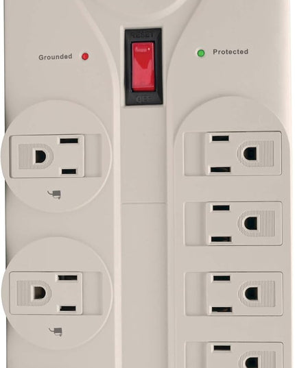 Eaton Tripp Lite Series TLP808 8 Outlet Surge Protector Power Strip with Flat Plug, 1440 Joule Rating, White, UL Listed & Certified, 8ft Extension Cord with Multiple Outlets for Home Office