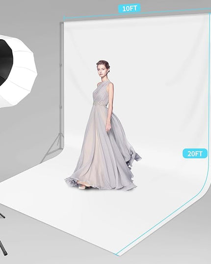 10 x 20 ft White Backdrop Background White Screen for Photography Video Recording Picture Shooting high Density Polyester Fabric Pure Recording Parties Curtain