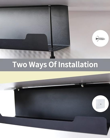 VIDOR Under Desk Cable Management Tray 2-Pack, 17" Cord Organizer, No Drill Alloy Steel, Perfect for Standing Desk and Office Home Wire Management