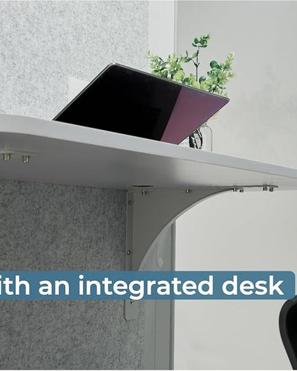 Solo Office Pod, Sound Pod, Mobile Office Pod Booth, SoundProof Booth for Home, Privacy pod, Mobile Roller with Desk, LED Light, Centrifugal Fans and AC USB Ports - White