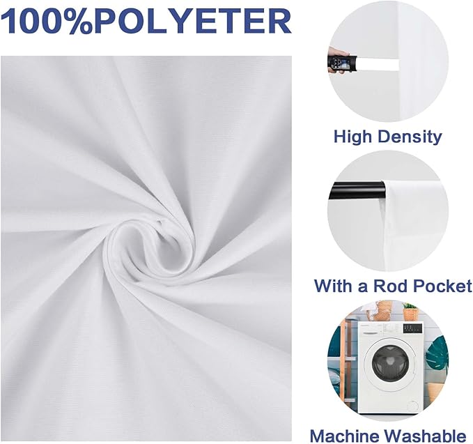 GFCC 10x12FT White Backdrop Background - for Photography Photo Booth Backdrop for Photoshoot Background Screen Video Recording Parties Curtain
