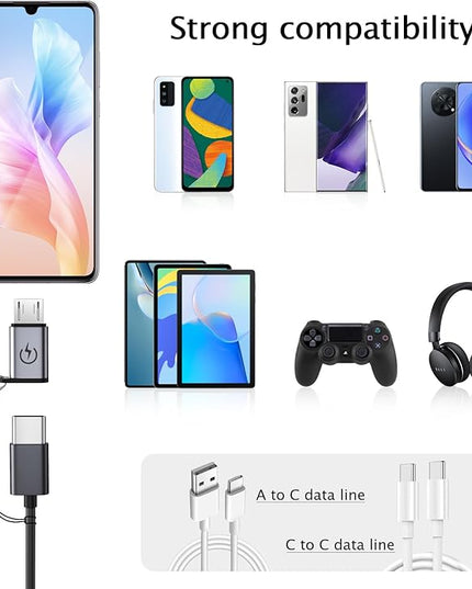 USB C to Micro USB Adapter, Supports 18W Fast Charging, Used for USB C Female to Micro Male Adapter (2 Sets), Cannot be Used for Earphone Audio Playback