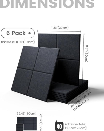 Fluxynara Large Felt Bulletin Board 36" x 24"Cork Board Alternative-6 Pack with 40 Safe Removable Adhesive Tabs, Cork Boards for Walls Cork Board for Home Office Classroom Pin Board-Deep Charcoal Blue