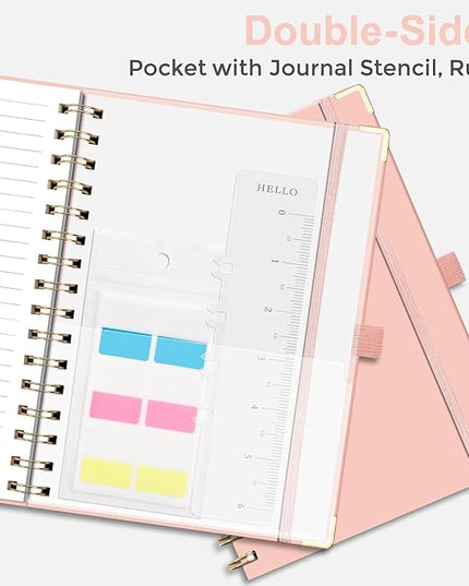 EMSHOI Meeting Notebook for Work - A5 Half Meeting Half Note Planner, 140 Pages, 100GSM Thick Paper, Hardcover, Project Organizer for Women Men Office, Business, Note Taking, 6"x8.3" - Pink
