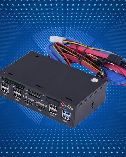 Internal Card Reader, 5.25inch Media Dashboard Front Panel Audio, All-in-1 Card Reader with USB3.0/2.0 HUB eSATA SATA Multi Card Reader(M2 / TF/SD/MMC/MS/CF)
