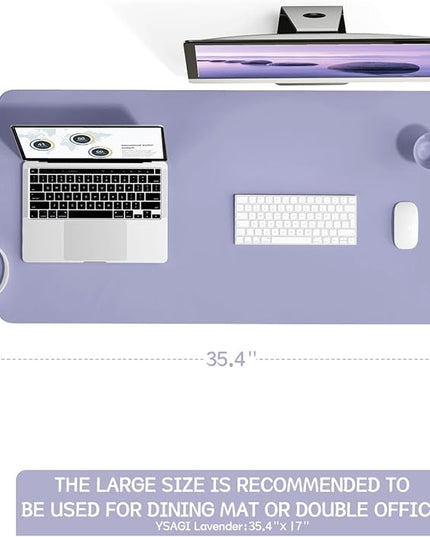 YSAGi Non-Slip Leather Desk Pad L Size, Waterproof Laptop Computer Desk Keyboard Mat, Table Protector Blotter Mat, Large Mouse Pad for Office/Work/Home/Decor(Lavender, 35.4" x 17")