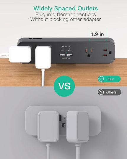 PD30W Desk Clamp Power Strip, Desktop Mount Surge Protector, Fast Charging Station, 5Ft Extension Cord Desk Mount Shelf with 4 Outlets 4 USB Ports (2 USB C), Home Office Accessories Essentials, Black