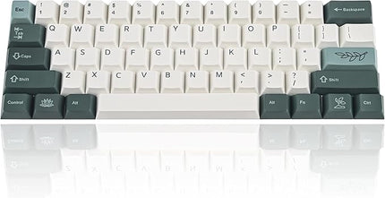 61-Key PBT Cherry Profile Keycaps 60 Percent Dye-sub with 6.25U Space Bar for Cherry MX Switch for 60% Mechanical Gaming Keyboard, Only Keycaps (72-Key Botanical)