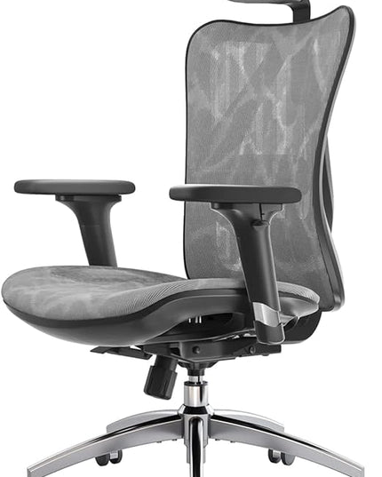 SIHOO M57 Ergonomic Mesh Office Chair, High Back Home Desk Chair with 3D Armrests, Lumbar Support and Adjustable Headrest, Comfortable Computer Chair, Big & Tall Office Chair Hold 330 LBS-Grey