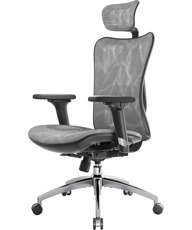 SIHOO M57 Ergonomic Mesh Office Chair, High Back Home Desk Chair with 3D Armrests, Lumbar Support and Adjustable Headrest, Comfortable Computer Chair, Big & Tall Office Chair Hold 330 LBS-Grey
