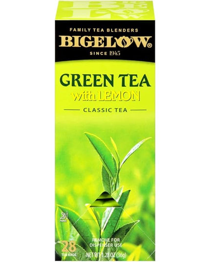 Bigelow Green Tea with Lemon Tea Bags 28-Count Box (Pack of 1) Green Tea Bags with Lemon Peel and Natural Flavors Rich in Antioxidants