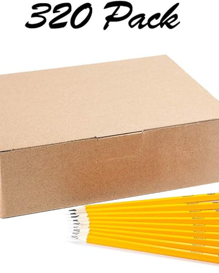 Madisi Wood-Cased #2 HB Pencils, Yellow, Pre-sharpened, Bulk Pack, 320 pencils