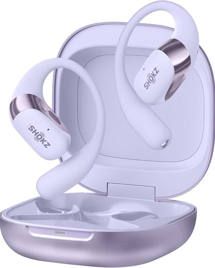 SHOKZ New OpenFit 2+ Open-Ear Headphones,Dolby Audio Enabled,Comfortable Earbuds with Soft Ear Hooks,48H Playtime,IP55 Water-Resistant,USB-C Fast Charging,Wireless Charging - Online Exclusive Purple
