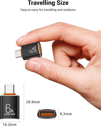Pastall 10 Pack 10Gbps/120W USB C to USB3.1 Adapter,Black Type C Male to USB Female Adapter for Smartphone, PC, Laptop, Tablet, Keyboard etc.