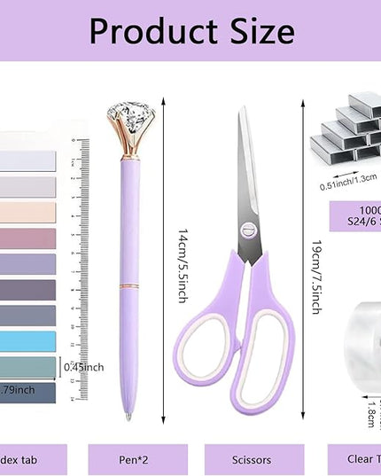 Office Supplies,Desk Accessories,with Stapler, Tape Dispenser,Desk Organizer,Folding Phone Holder,Pen,Journal Notebook,Scissor,Staple Remover,Staples,Clear Tape,Sticky Notes,Paper Clips,Bookmark,Ect