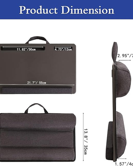HLead Lap Desk Home Office Lap Desk Portable Laptop Desk for Left Right - Handers with Whole Mouse Pad Wrist Pad Dual Cushion Phone Tablet Slots Fits Up to 17 Inch Laptops