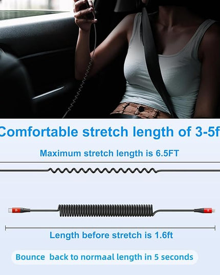 KIYODA USB C to Lightning Cable 6FT 2Pack, Coiled iPhone Charger USB C Fast Charging for Car Short iPhone Cord for iPhone14/13/12/11 Pro Max/iPad/CarPlay-Red