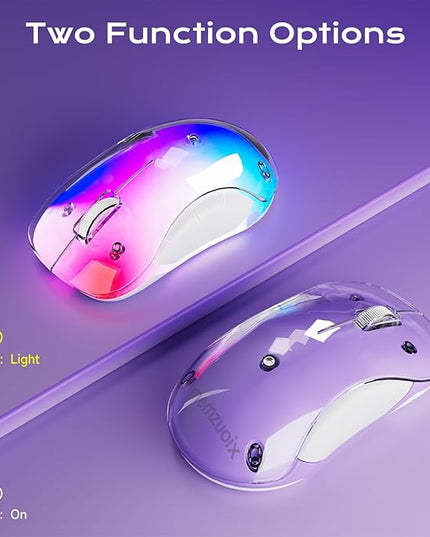 memzuoix 2.4G LED Wireless Mouse, Rechargeable Ergonomic Mouse with Detachable Cover, 1400 DPI Portable Optical Computer Mouse with USB Receiver for Laptop, PC, Desktop and MacBook, 5 Buttons-Purple