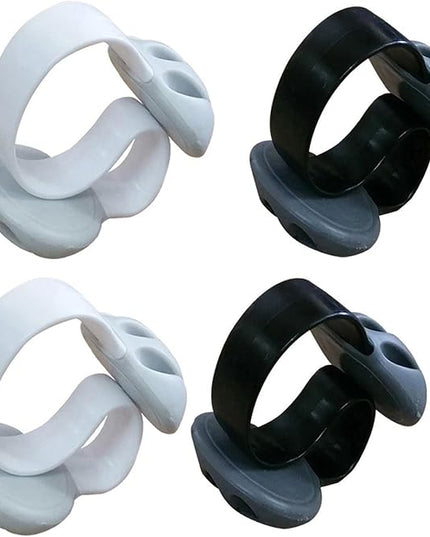 Coralpearl Desk Cable Drop Clips Non-Adhesive, Table Cord Stay Holder Weighted, Small Wire Management Clamp Removable, Silicone Tidy Organizer Keeper for Phone Computer Chargers (2 Black + 2 White)