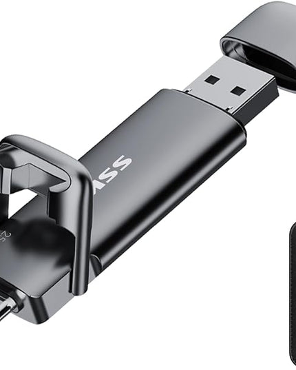 SSK 256GB Dual USB C Flash Drive, 2-in-1 Type C+ USB A 3.2 Gen2 Solid State Thumb Drive,Speed Up to 550MB/s Memory Stick Data Storage for iPhone 15, Android Phone,Tablet,MacBook,Windows