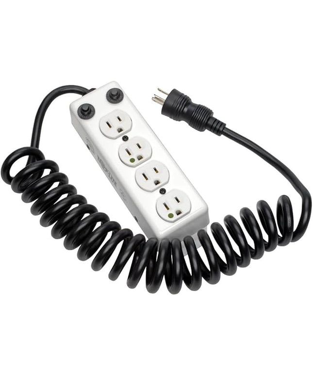 Eaton Tripp Lite Series Safe-IT Hospital-Grade Power Strip for Patient-Care Vicinity and Nursing Homes, UL 1363A Compliant, 4 Outlets, 3ft Coiled Extension Cord, (PS-410-HGOEMCC)