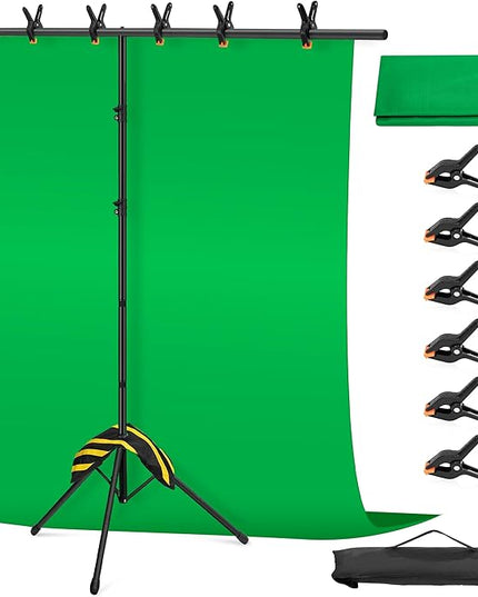 Green Screen Backdrop Kit 6.5X5ft,Portable greenscreen Background with Stand,Adjustable T-Shape Photo Backdrop Stand for Photography, Streaming,Video,Studio,Party,Zoom